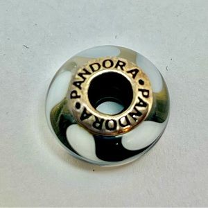 Pandora Black & White Swirls Murano Glass bead charm